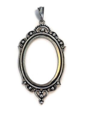 As Low As $2 Large Oval Silvertone Cabochon Bezel Pendant 76mm x 35mm (1)